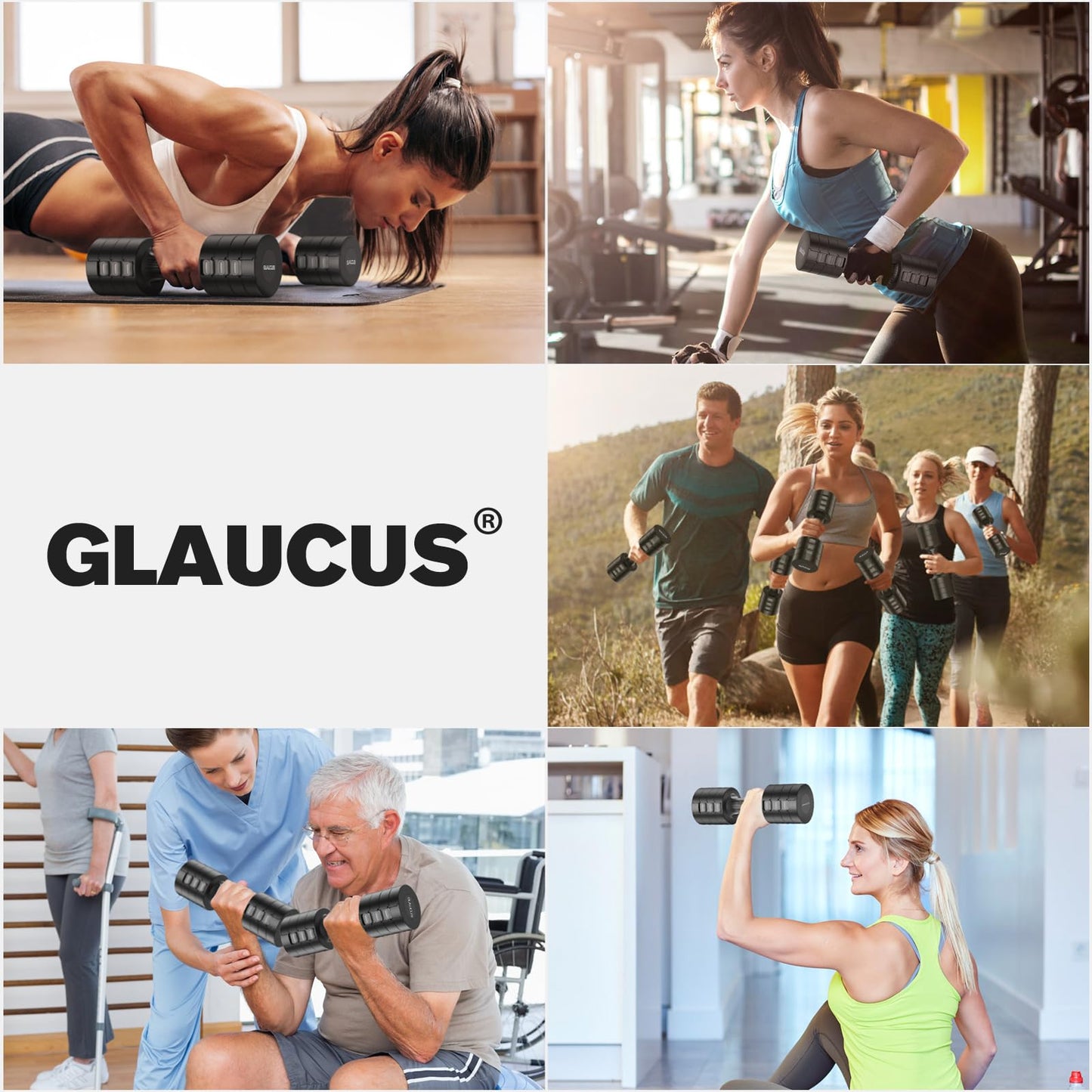 GLAUCUS Adjustable Weight Dumbbells Set- A Pair 4lb 6lb 8lb 10lb (2lb-5lb Each) Free Weights Set for Women at Home Gym Equipment Workouts Strength Training for Teens,Black