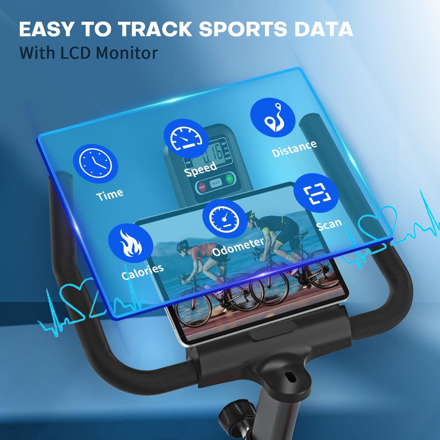 Exercise Bike, DMASUN Classic Brake Pad Pro Stationary Bike for Home with 330 LB Capacity, Workout Bike with Comfortable Seat Cushion, Digital Display with Tablet Holder