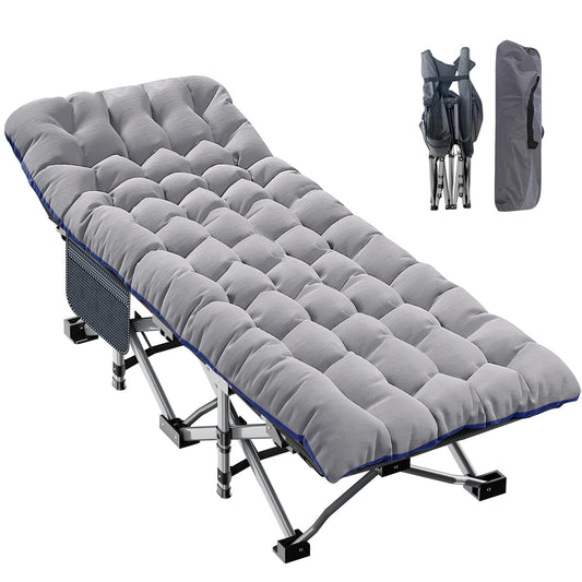 ABORON Oversized XXL Folding Camping Cot W/Mat for Adults, 78" L x 32" W x 18" H Heavy Duty Outdoor Bed with Carry Bag,1200 D Layer Oxford Travel Camp Cots