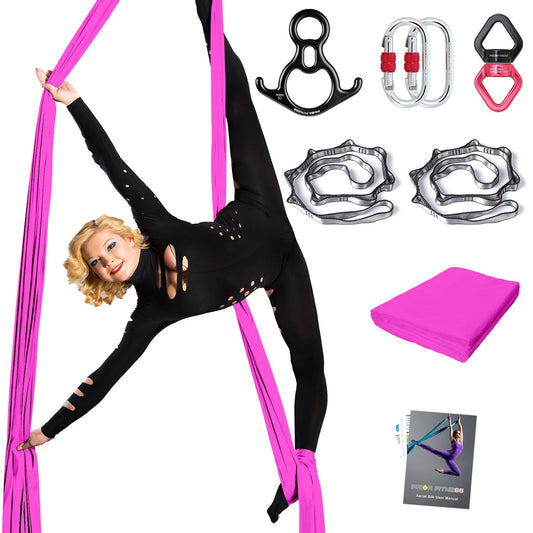 PRIOR FITNESS Aerial Silks Set, Professional Thicker Low Stretch Fabric 9/15/20 Yards Aerial Silk Swing Set with Hardware Guide, Yoga Starter Kit For Home, Aerial Yoga Hammock, Silks for Gymnastics, Antigravity Yoga, Inversion Exercise-All Levels