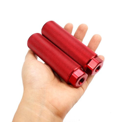 Pufguy 2 Pair Bike Pegs Aluminum Alloy Bike Foot Pegs 4 Inch Bicycle Foot Pegs,Red Fit 3/8 inch Axles
