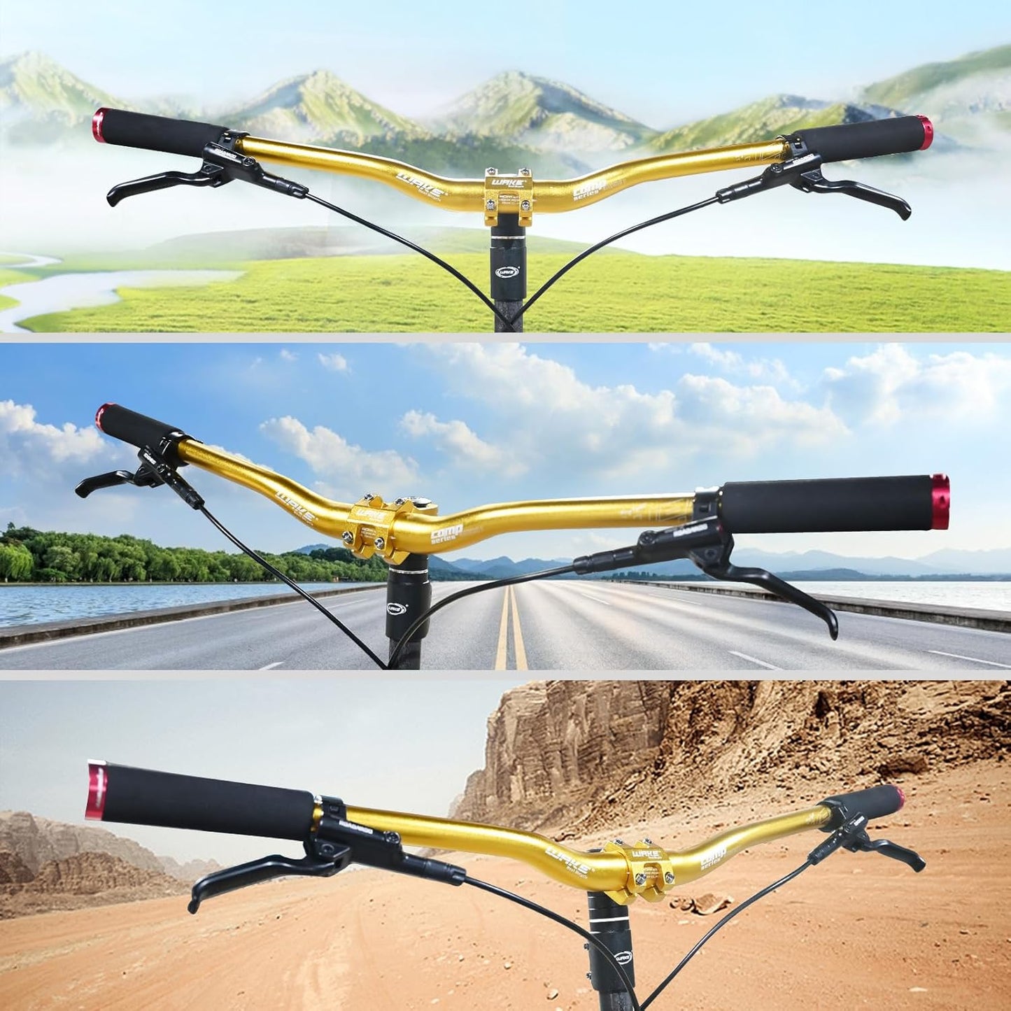 Wake Bicycle Handlebars 31.8 mm Mountain Bike Handlebar 720mm/780mm Aluminium Alloy MTB Handlebar Bicycle Riser Bars Extra Long Bicycle Handlebars for Downhill Cycling Racing