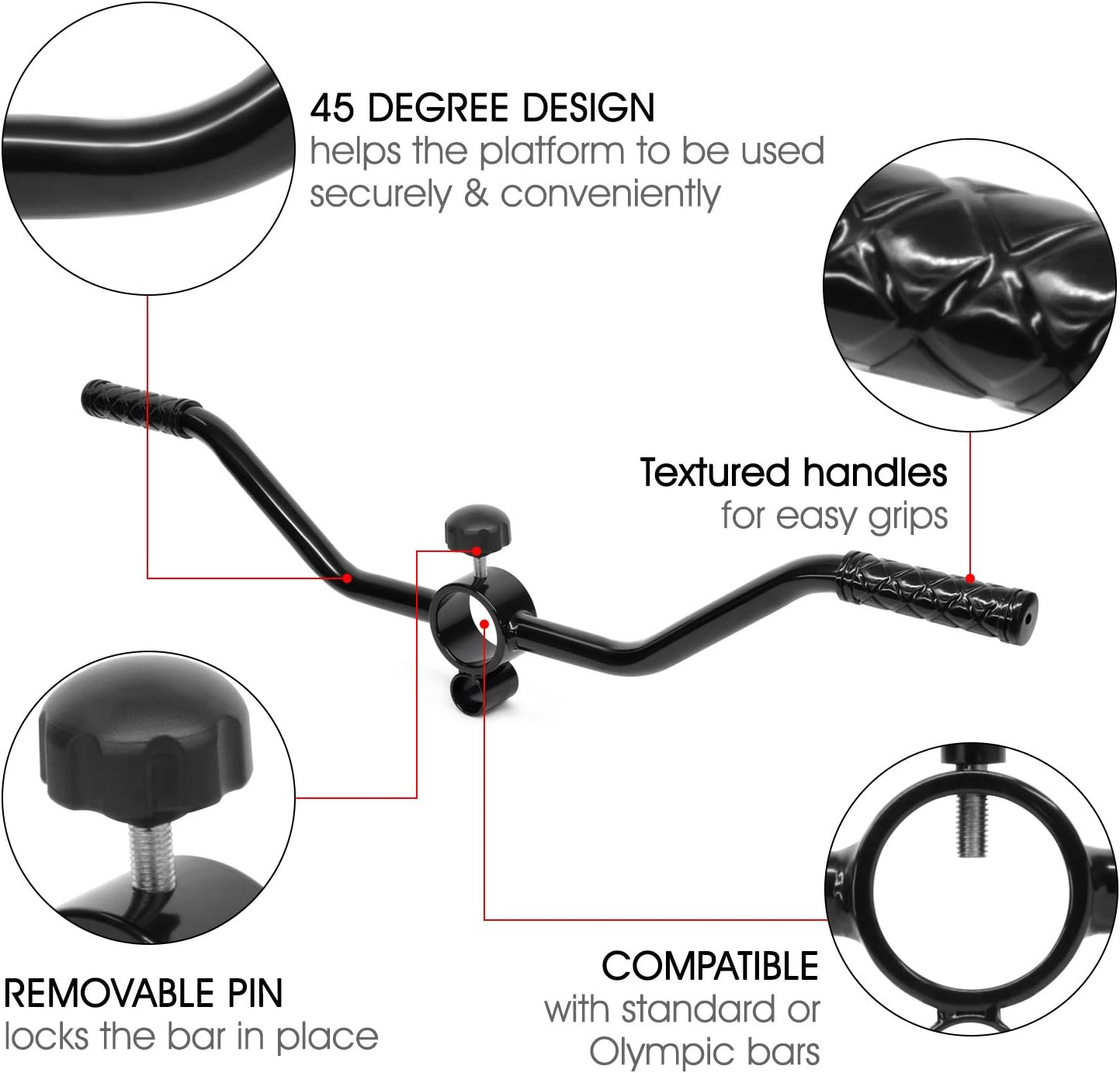 Yes4All Deluxe T-Bar Row Platform – Full 360° Swivel & Easy to Install – Fits 1” Standard and 2” Olympic Bars (8. Black - T-Bar Row Platform + Lock Jaw 1inch & 2inch)