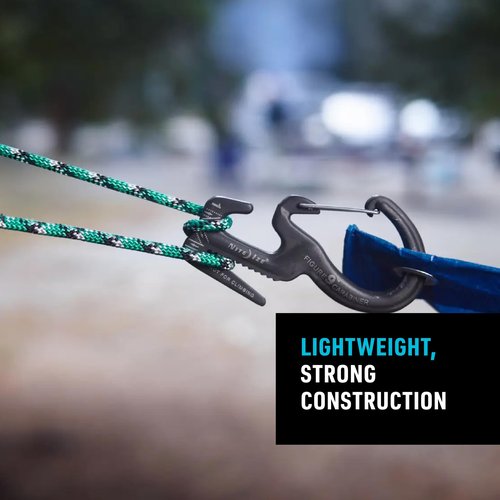 Nite IZE Figure 9 Carabiner Rope Tightener - Heavy-Duty Carabiner Clip - Cord & Rope Tightener with Wire Gate - Carabiner Camping Accessories & Tent Essentials - Small, Black (2 Pack)