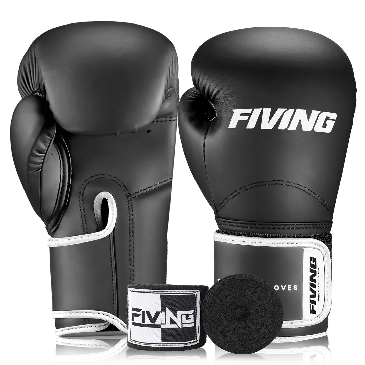 Boxing Gloves for Men and Women, Pro Training Sparring Muay Thai Gloves, Adults Heavy Punching Bag Gloves for Boxing Kickboxing Mixed Martial Arts MMA (Black-White, 10oz)