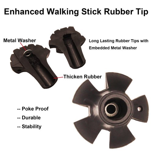 HAPLUSTAR Trekking Poles Tips Set - Feet Replacement Rubber Trek Cane Tips Protectors Fit Most Walking Hiking Sticks - 11 mm Diameter
