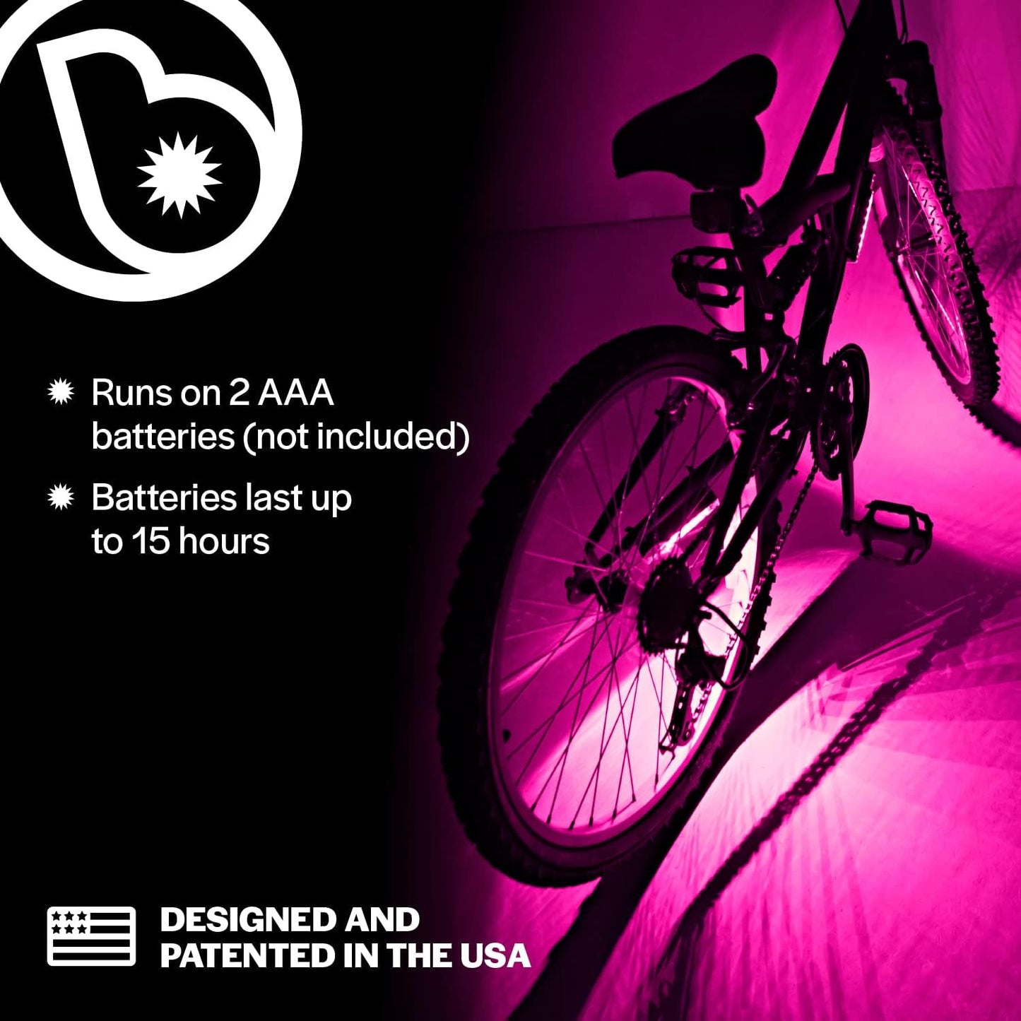 GoBrightz LED Bike Frame Light - Night Riding Underglow Light Bar with 4 Modes - Cool Bicycle Lights for Kids & Adults