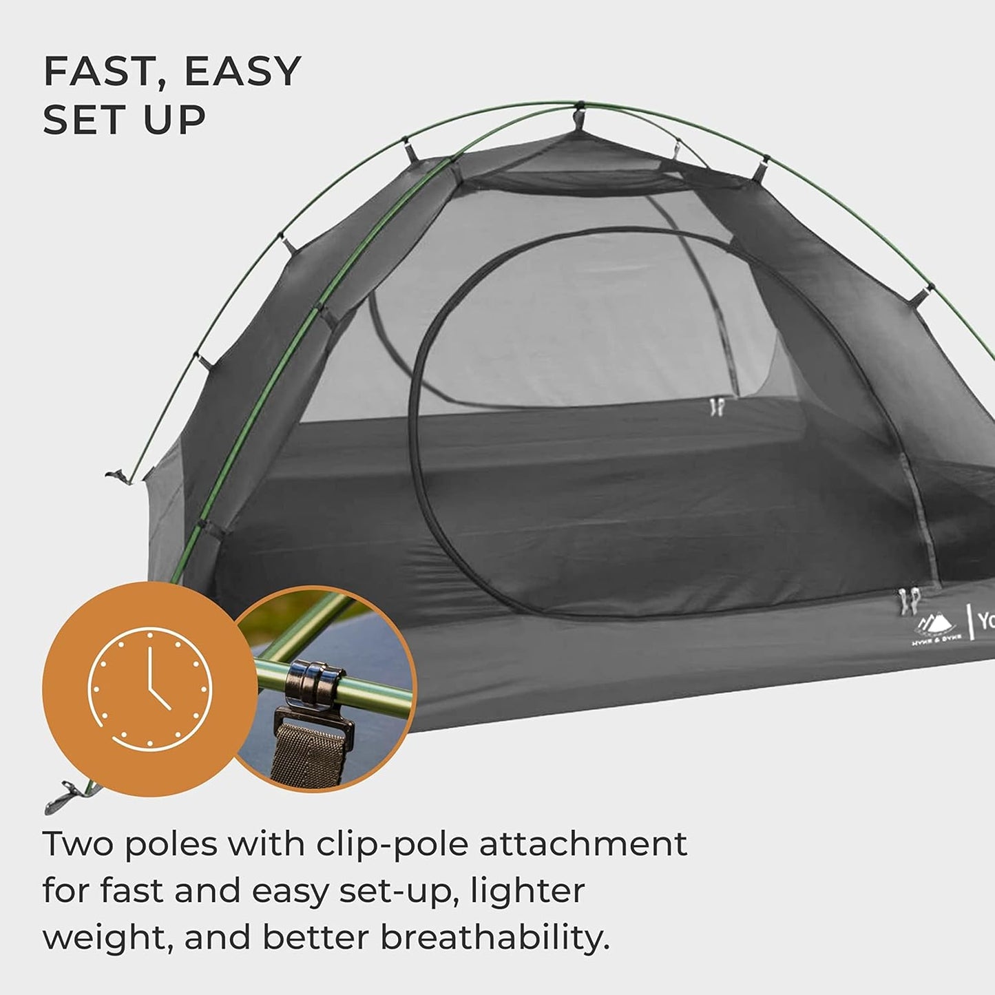 Hyke & Byke Yosemite Hiking & Backpacking Tent - 3 Season Ultralight, Waterproof Tent for Camping w/Rain Fly and Footprint - 2 Person - Lime Green