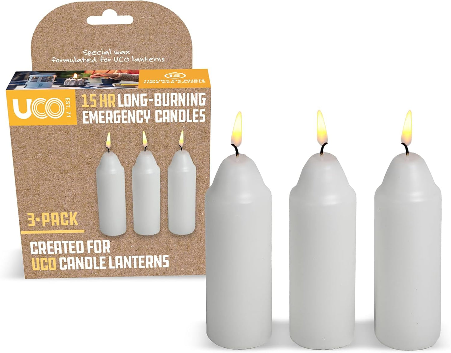 9-Hour White Candles for UCO Candle Lanterns, Long-Burning Candles for Outdoor, Camping, Prepping Supplies and Emergency Preparedness