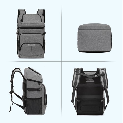 MOSISO Cooler Backpack, 40 Cans Large Capacity Leakproof Insulated Soft Backpack Cooler, Portable Lightweight Beach Cooler Bag for Men Women, Waterproof Lunch Bag for Picnics Camping Hiking,Gray