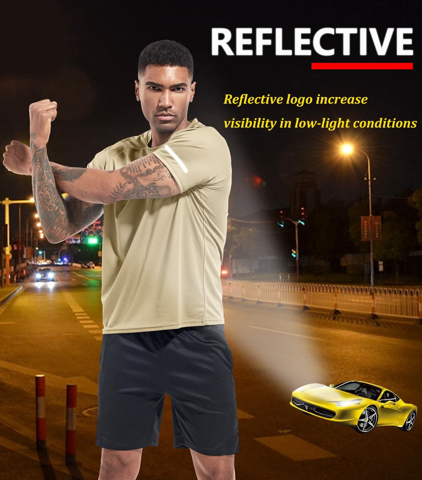 Boyzn 5 Pack Workout Shirts for Men, Dry Fit Moisture Wicking Crew Neck T-Shirts, Athletic Running Gym Workout Short Sleeve T Shirts for Men 5P08-L
