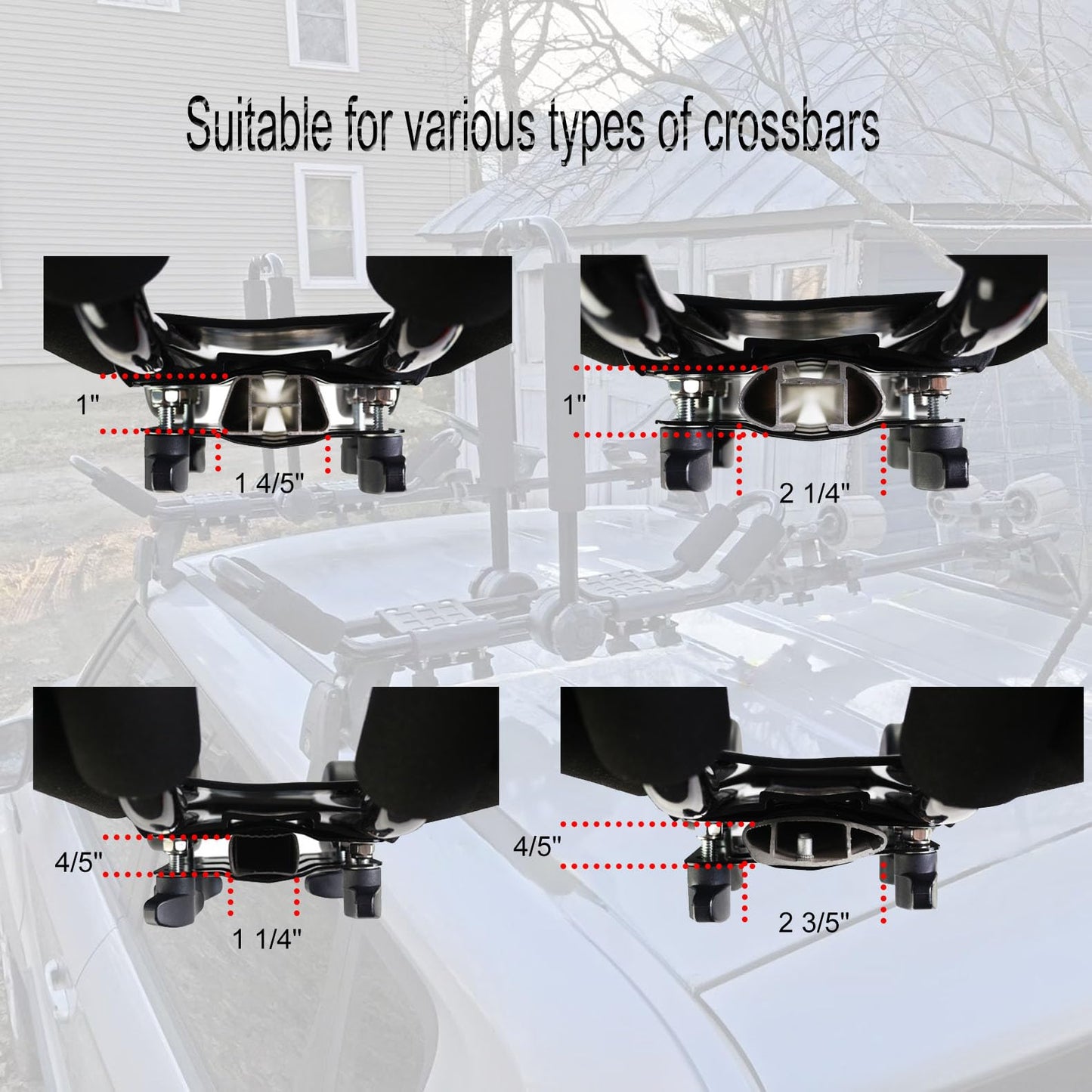 Folding Kayak roof Rack Adjustable for Kayak/Canoe/SUP,J-Bar Rack on Roof Mounting On SUV, Car and Truck Crossbars. (23-krf-2)