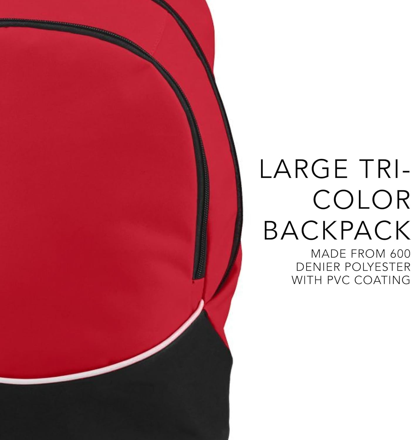 Tri-Color Large Backpack for Sports & Travel - Purple/Black/White by Augusta Sportswear