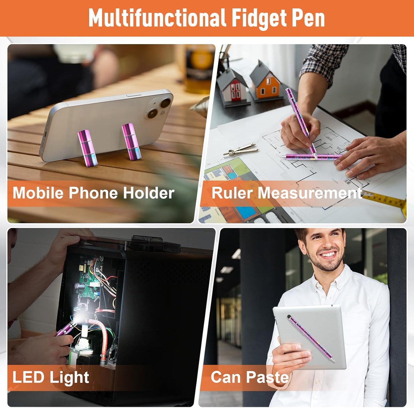 Gifts for Men Fidget Pen, Stocking Stuffers for Teens, White Elephant Gifts for Adults, Anniversary Birthday Gift for Men Him Husband Teenage Boy Brother, Mens Gift for Christmas Multifunction Pen