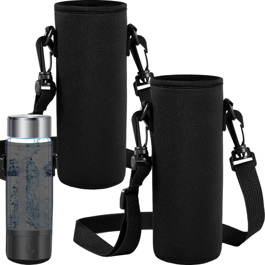 FillTouch 2 Pack Insulated Neoprene Water Bottle Holder Carrier with Adjustable Strap - Hands Free Sling Bag for 17oz/500ml Standard Bottles for Walking, Gym, Hiking, Commuting
