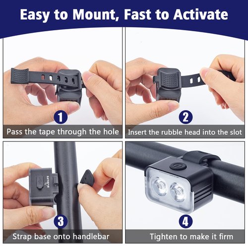 Powerful Rechargeable Bike Light Set - Smart Multi-Modes Ultra Bright Bicycle Front and Rear Lights with Spot & Flood Beams, Waterproof Headlight Taillight Set for Mountain, Road, Kids & City Bicycles