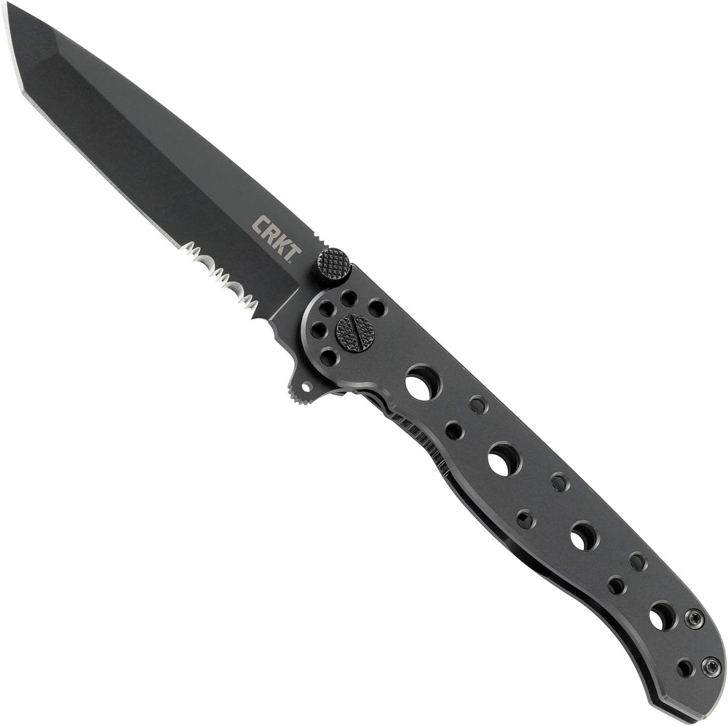 CRKT M16-10KZ EDC Folding Pocket Knife: Everyday Carry, Black Serrated Edge Blade, Tanto, Automated Liner Safety, Nylon Handle, Pocket Clip