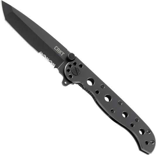 CRKT M16-10KZ EDC Folding Pocket Knife: Everyday Carry, Black Serrated Edge Blade, Tanto, Automated Liner Safety, Nylon Handle, Pocket Clip