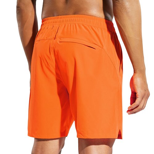 Haimont Men's Active Orange Running Shorts 7 Inch, Exercise Shorts, Quick Dry Gym Athletic Shorts with Pockets L