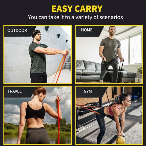 ROSAPOAR Resistance Band Pull up Band Fitness Exercise Bands Natural Latex for Workout Body Stretch Powerlifting Band Fitness Sport Training at Home/The Gym - Red