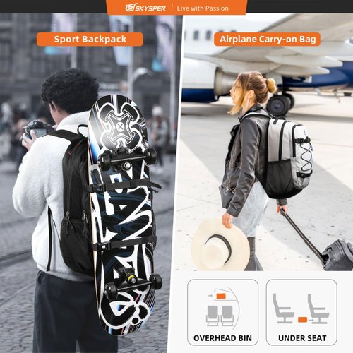 SKYSPER Hiking Backpack 25L Lightweight Travel Backpack Hiking Day Pack for Men Women(Black)