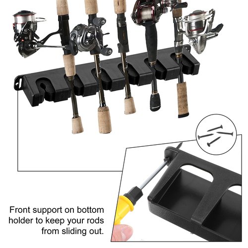 Lemecima 2 Pairs Fishing Rod Holders Horizontal Rod Rack, Fishing Pole Holders for Garage, Wall, Ceiling Rod Stand