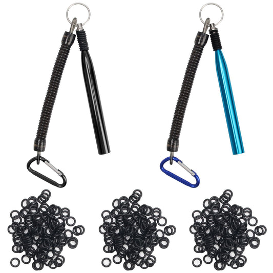 Windspeed 2Pcs Wacky Rig Tool with 320Pcs Wacky Worm O Rings, Wacky Worm Rig Kit for Stick Senko Worms Baits, Portable Wacky Bass Fishing Rigging Tools with Lanyard/Clip (Lake Blue+Black)
