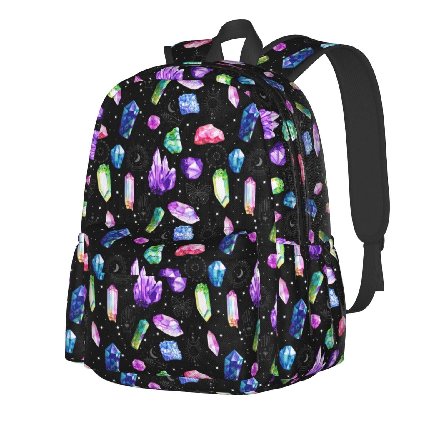ACDRUING Colorful Crystals Waterproof Backpack Adjustable Shoulder Straps Bag Large Capacity Casual Daypack Bookbag For Travel Work