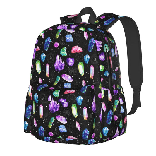 ACDRUING Colorful Crystals Waterproof Backpack Adjustable Shoulder Straps Bag Large Capacity Casual Daypack Bookbag For Travel Work