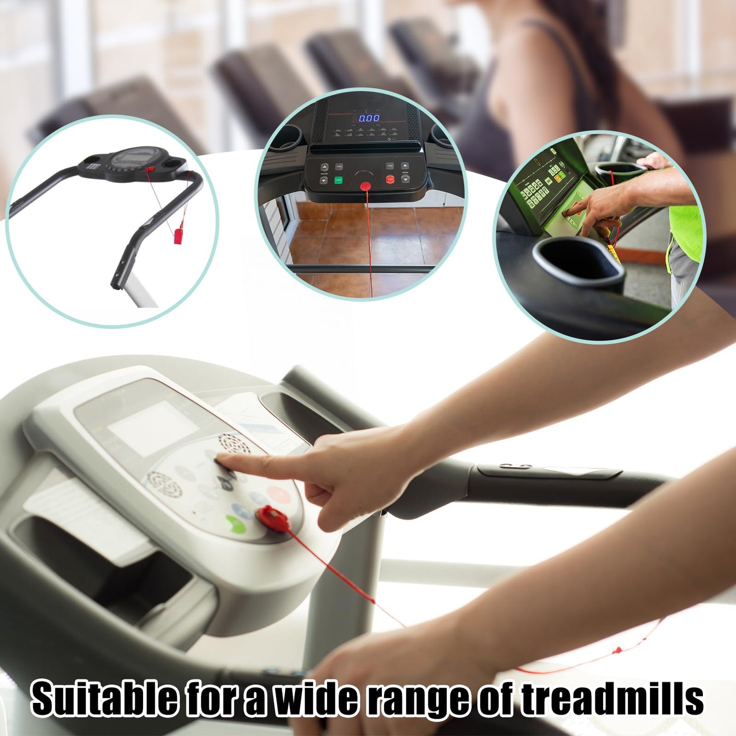 6 PCS Treadmill Magnet Safety Key, 1.1inch Universal Treadmill Magnetic Lock, Round Safety Key Replacement Compatible with Most Running Machines(Red)