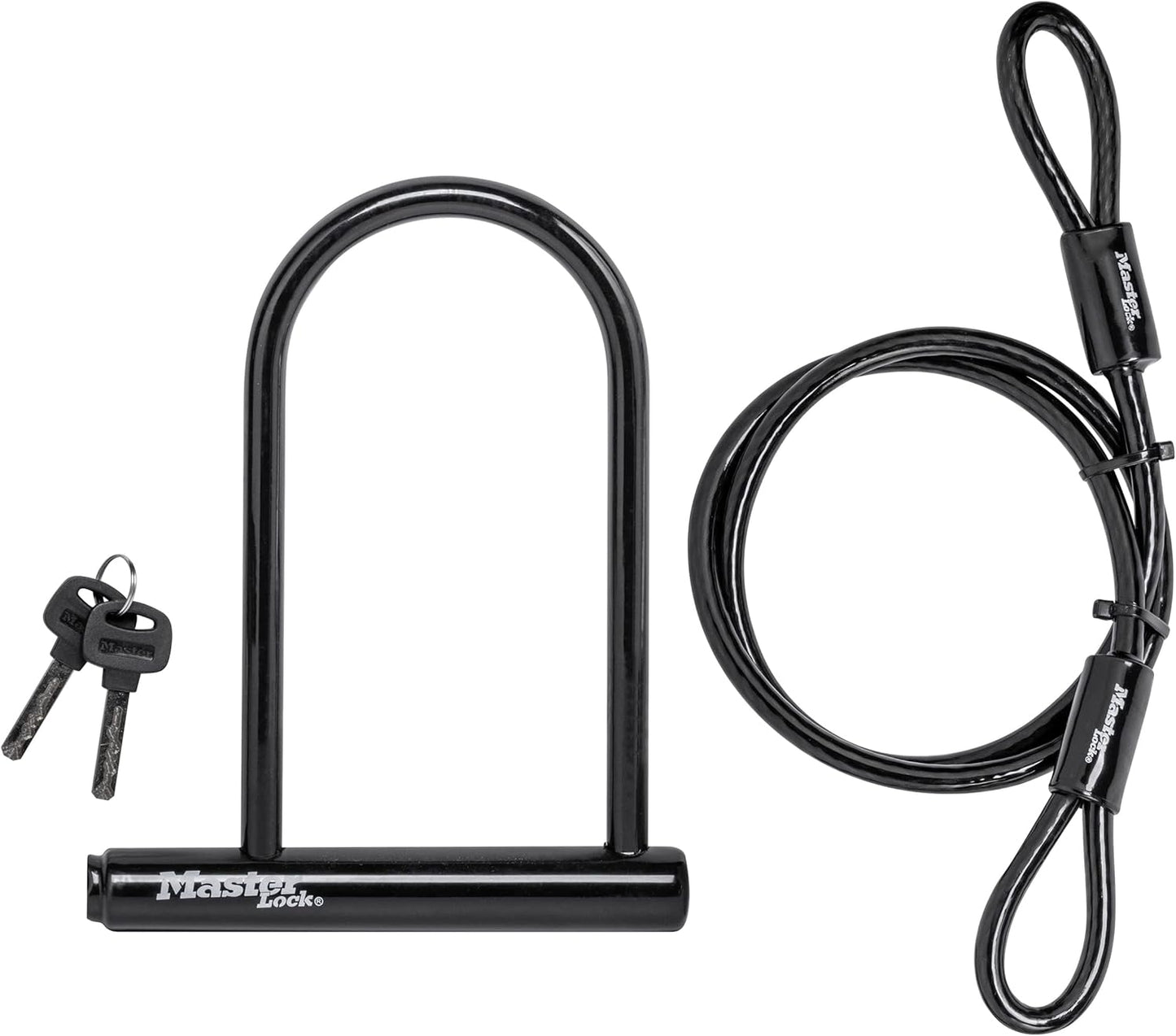 Master Lock Black Bike Lock with Key, Standard Size U-Lock for Bicycles and Other Outdoor Equipment, Anti-Theft Lock for Bikes, 8320D