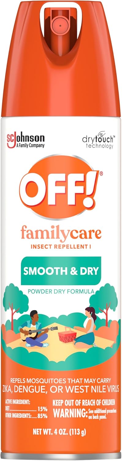 OFF! Family Care Mosquito, Tick, and Insect Repellent, Bug Spray Containing 15% DEET, Protects Against Mosquitoes, 4 Oz, 2 Count