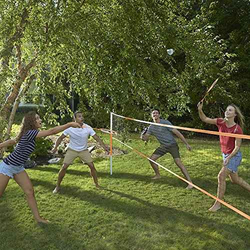 Franklin Sports Badminton Net + Rackets Set - Portable Backyard Badminton Set with (4) Rackers + (2) Birdies - Adult + Kids Set - Classic
