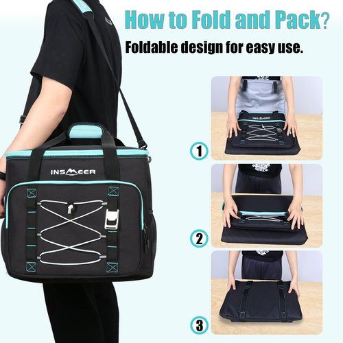 INSMEER Insulated Cooler Bag 90Cans/55L Large Cooler Bag, Collapsible Coolers for Camping/Beach/Picnic