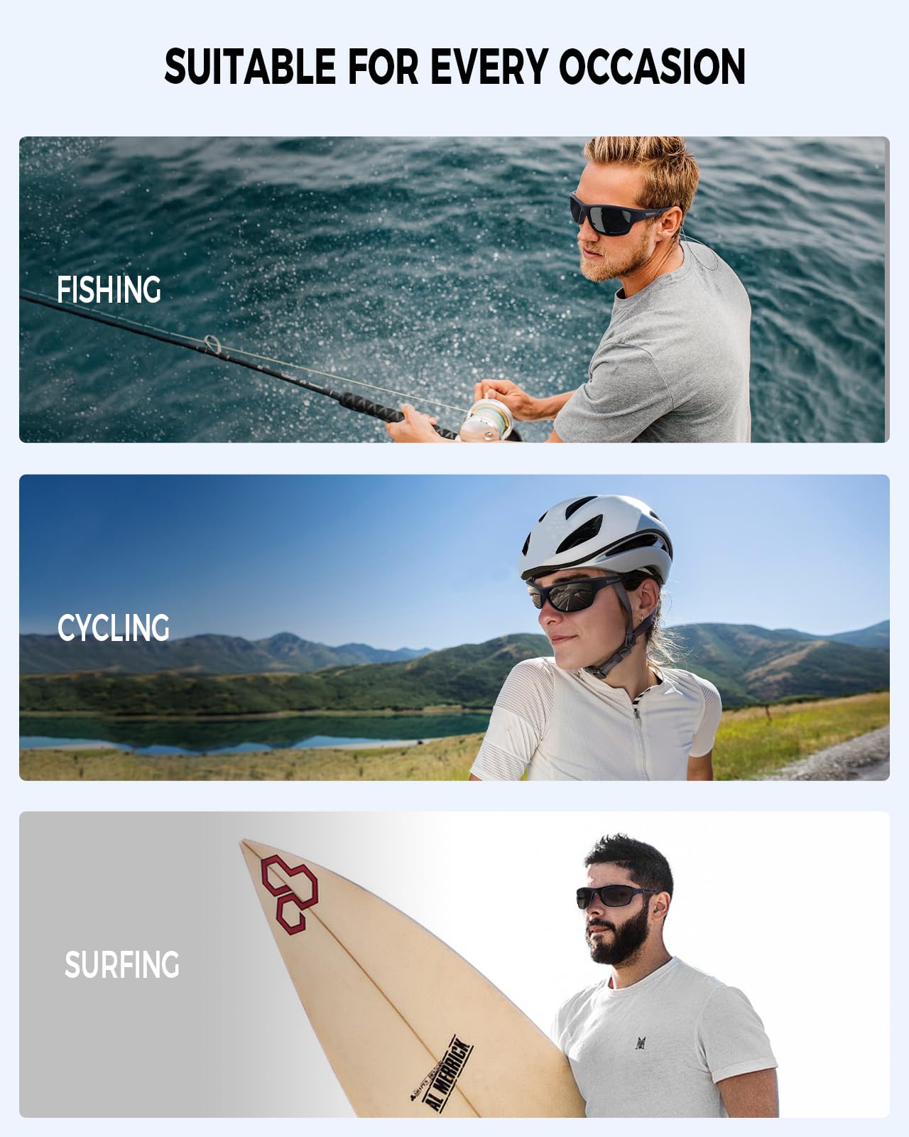 FIMOSON Polarized Sports Sunglasses for Men Women UV400 Protection Glasses Wrap Around Goggles for Driving Fishing Golfing