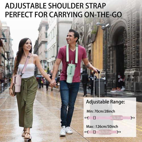 SHHVRE-Y Water Bottle Carrier Bag Compatible for Simple Modern 40oz Tumbler with Handle, Travel Water Bottle sling with Adjustable Shoulder Strap for Camping(Almond Birch)