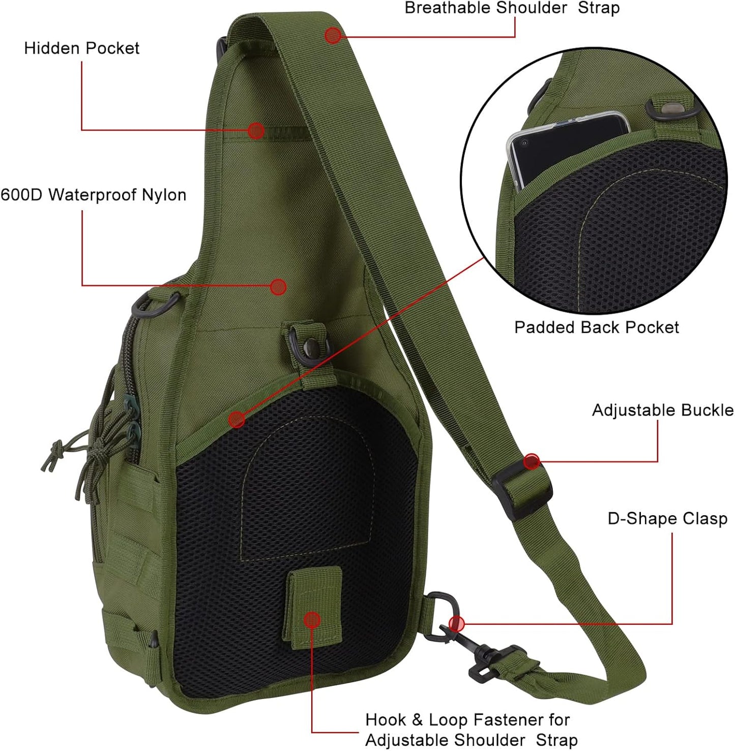 Tactical Waterproof Sling Backpack - Molle Crossbody Chest Bag for Outdoor EDC