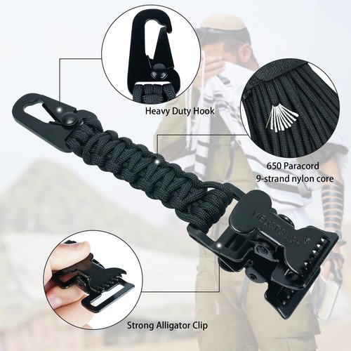 MELOTOUGH Tactical Glove Clip Paracord Glove Holders with 2 Alligator Clips for Tactical,Hiking,Hunting,Work,Outdoor Activities(Black)