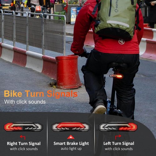 WSDCAM Bike Light Set with Bike Horn Alarm, Remote Control Bike Tail Light with Turn Signals and Brake Light Bike Alarm Horn, Bike Headlight for Night Riding, Rechargeable Rear and Front Bike Light