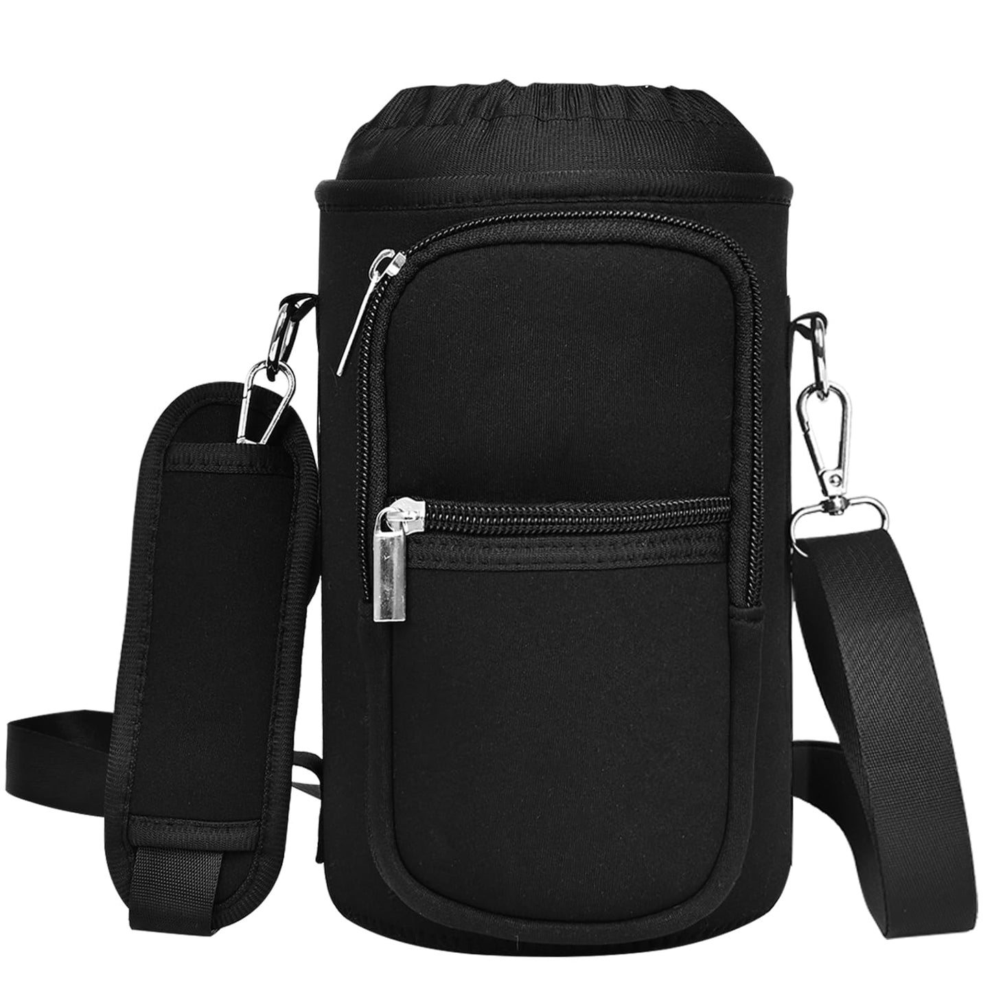 GAZLEMHO Insulated Water Bottle Bag - Neoprene Carrier Sleeve for 128 oz Water Jug, Gym Hiking 1 Gallon Bottle Carrying Pouch Sling Holder with Strap and 2 Pockets for Storage Phone, Card, Keys