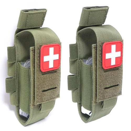 Tactical Molle Tourniquet Holster & Shear Holder Pouch Molle Compact Tourniquet Holder (Green 2 PCS)