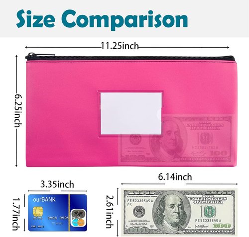 7 Pack Money Bags with Zipper for Cash | 11.25" x 6.25" | 7 Colors | Bank Deposit Bags, Cash Pouches with Zipper, Cash Register bag