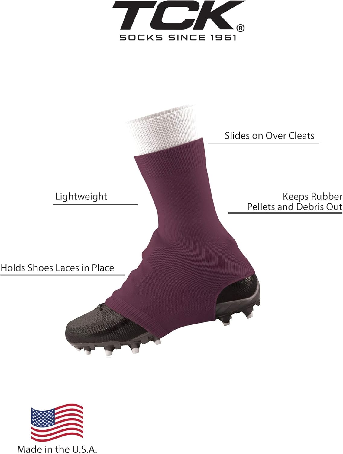TCK Football Spat Cleat Covers - Lace Covers Youth and Adult Sizes for Boys Girls Men Women Soccer