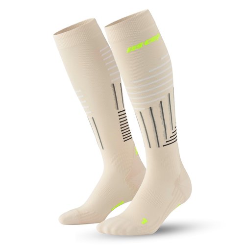 CEP The Run Limited 2024.2 Tall Compression Socks, Cream/Neon Yellow, Men, III