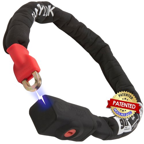 Seatylock Viking Bike Chain Lock with Key - Magnetic Patented Sold Secure Silver Rated - Heavy Duty Anti Theft - Smart Ultra Security Bicycle Lock (35.5 Inch)