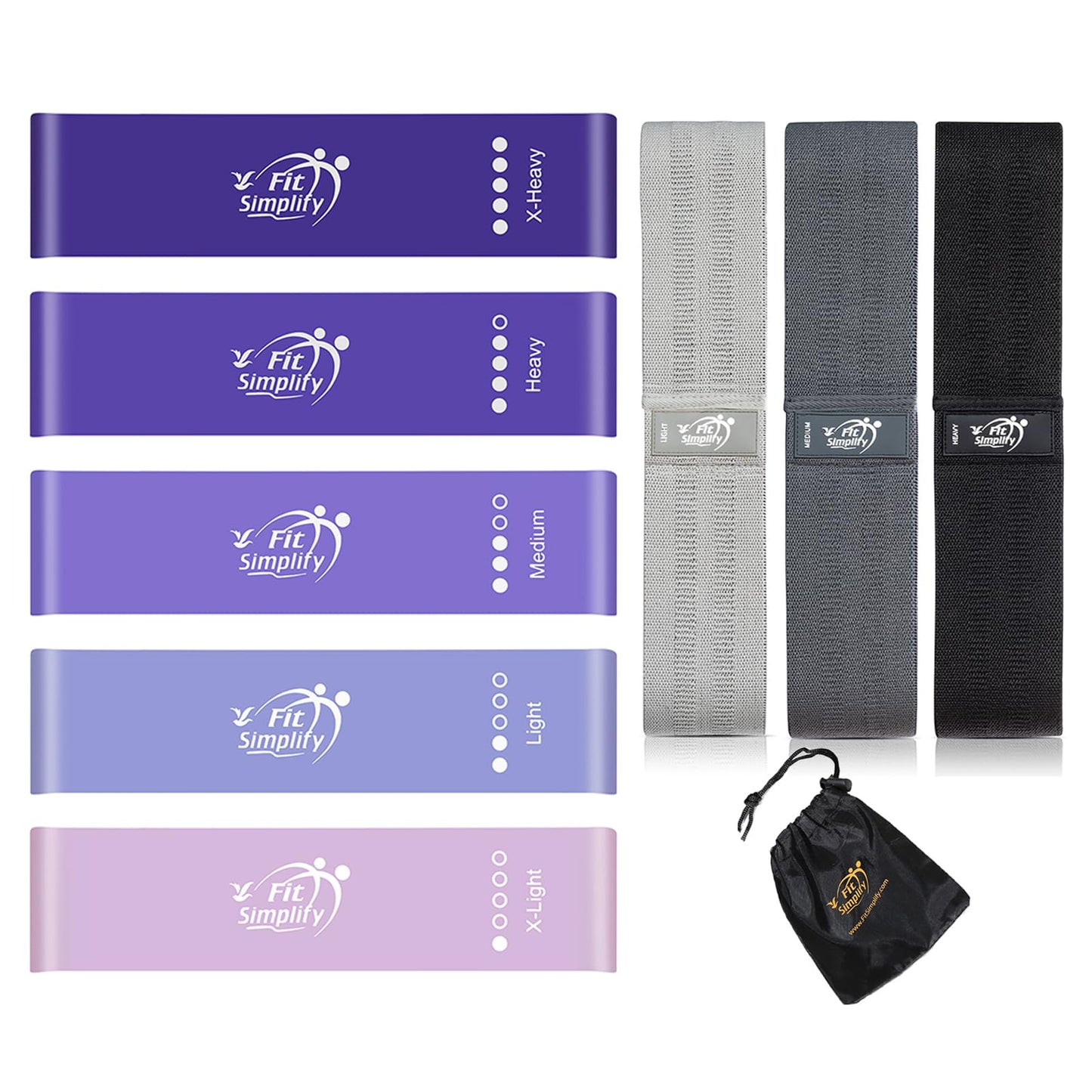 Fit Simplify Resistance Loop Exercise Bands and Fabric Resistance Hip Bands