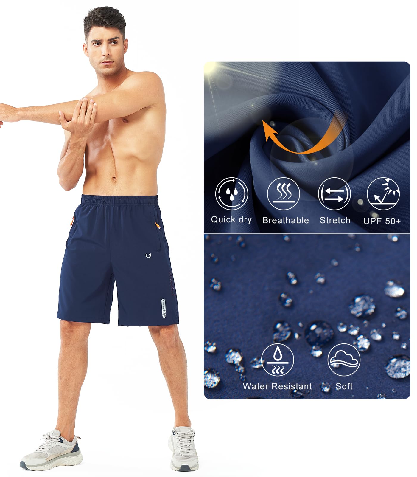 NORTHYARD Men's Athletic Running Shorts Quick Dry Workout Shorts 7"/ 5"/ 9" Lightweight Sports Gym Basketball Tennis Hiking Exercise NAVY-9inch S