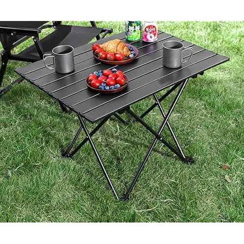 Folding Camping Table ? Ultralight Aluminum Portable Table for Camping, Hiking, Backpacking, Picnic, Beach, BBQ ? Compact Lightweight Collapsible Travel Side Table for Outdoor, RV, (1)