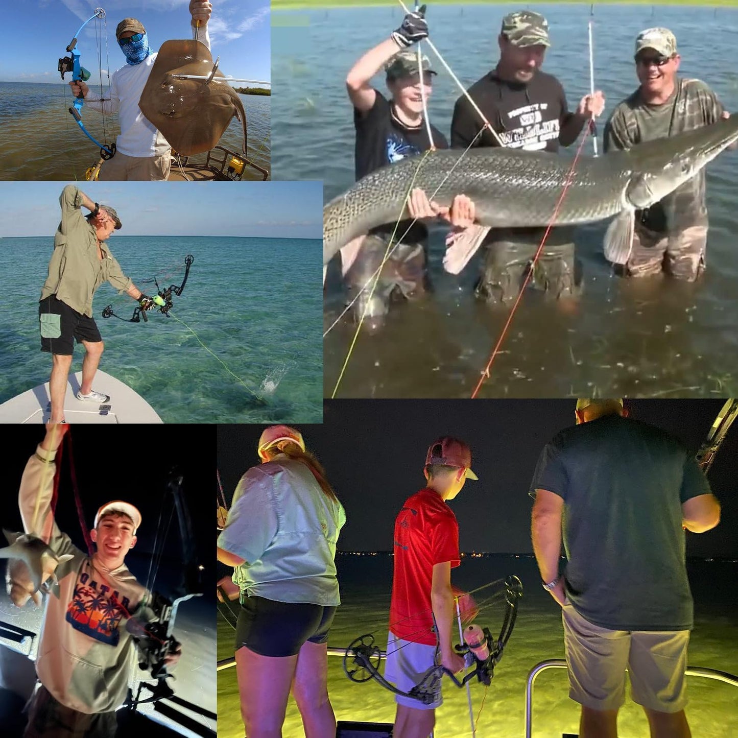 AMEYXGS 3/6pcs Archery Bowfishing Arrows Luminous or White Fiberglass Arrow Shaft with Broadheads and Safty Slides for Compound Bow and Recurve Bow Fishing Huntings (3 pcs, Luminous, Short broadheads)