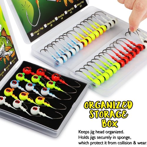 LUCKYFISHING Jig Heads Crappie Jigs Walleye Jigs Heads for Fishing Gifts for Men 1/4oz(7g)-1/0-15pcs